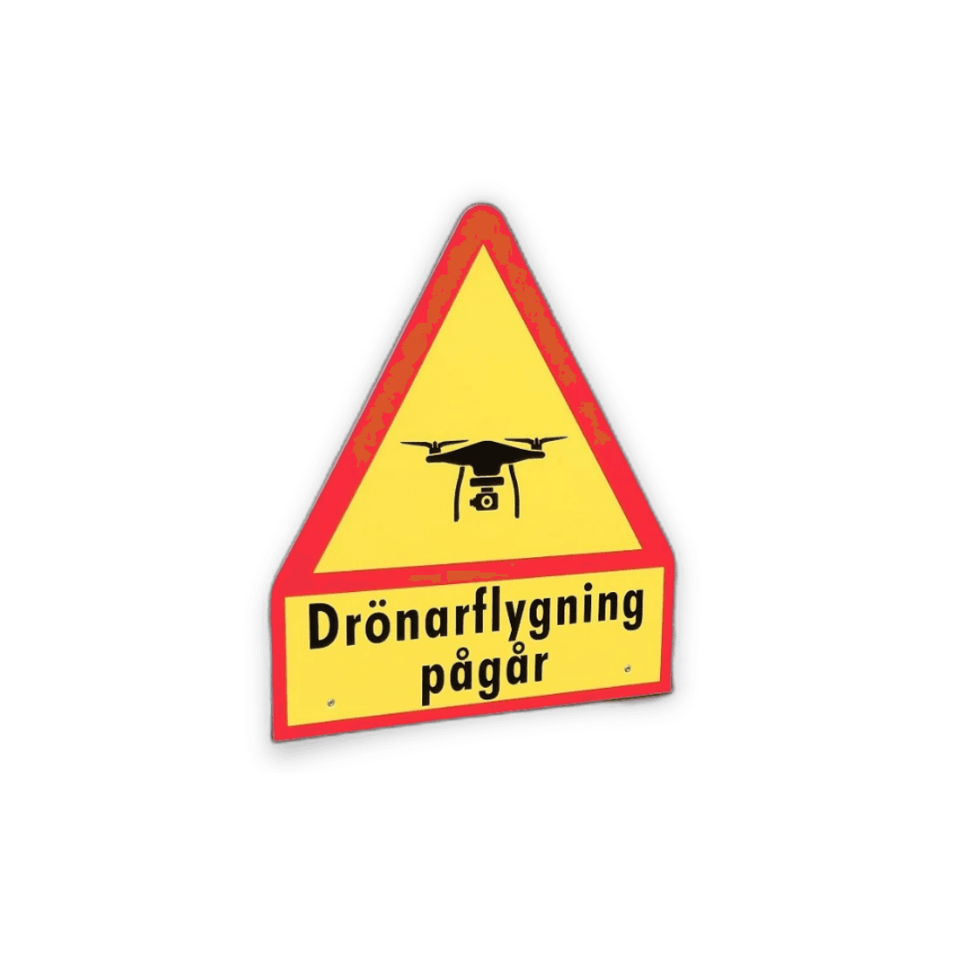 Skyddsfaktorn Varningsskylt - Drönarflygning pågår