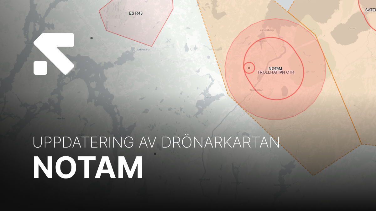 Karta som visar uppdateringar i Drönarkartan med integrerade NOTAM