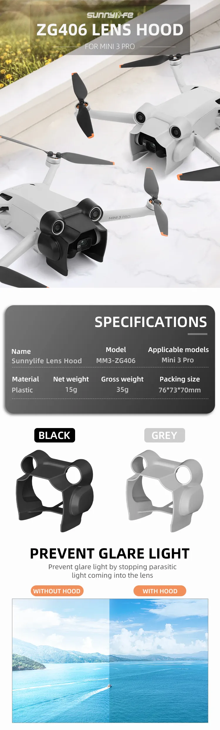 Linsskydd för DJI Mini 3 Pro från Sunnylife