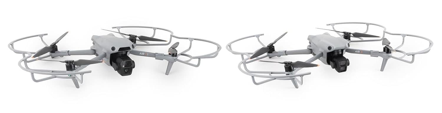 "Två drönare med propellerskydd inspirerade av bågdammskonstruktion visas, med fokus på kollision- och stötskydd. En bild av en bågdamm illustrerar designens inspiration."