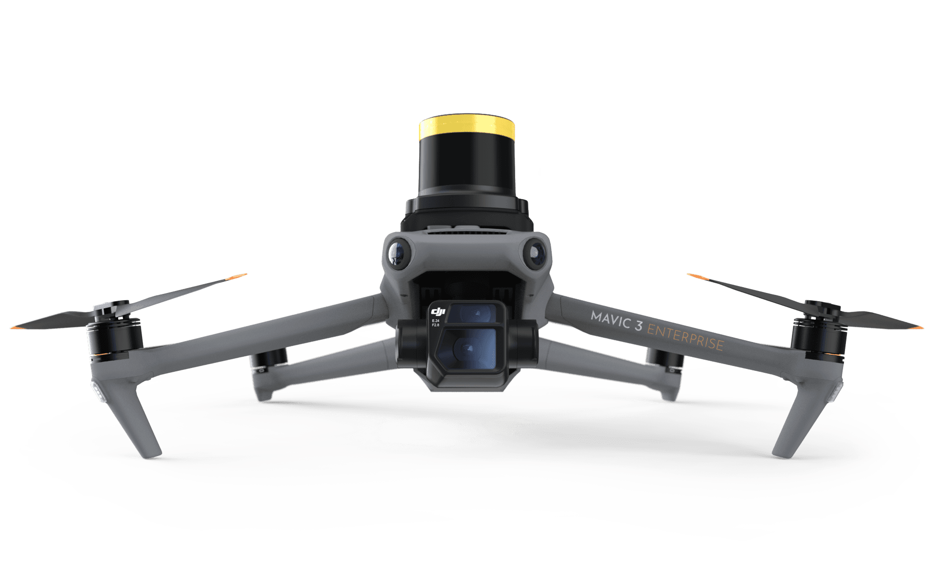 En avancerad drönare med fyra rotorblad och en kamera, designad för professionellt bruk.