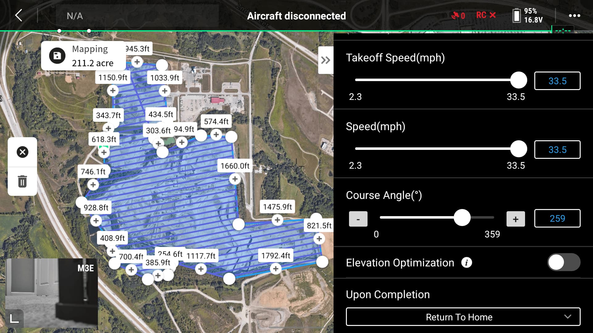 Pilot 2 mapping inställningar höjd och hastighet