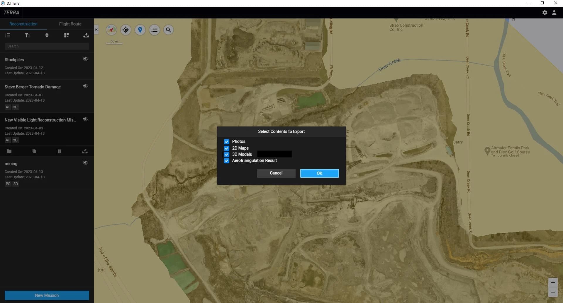 DJI Terra Export Options