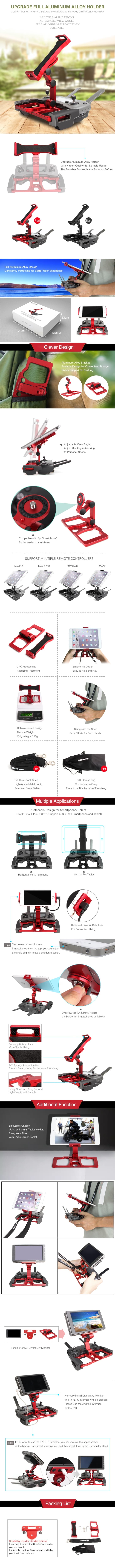 Sunnylife - Tablet holder / Crystalsky holder till Mavic / Spark / Mavic Air 2 / Air 2S