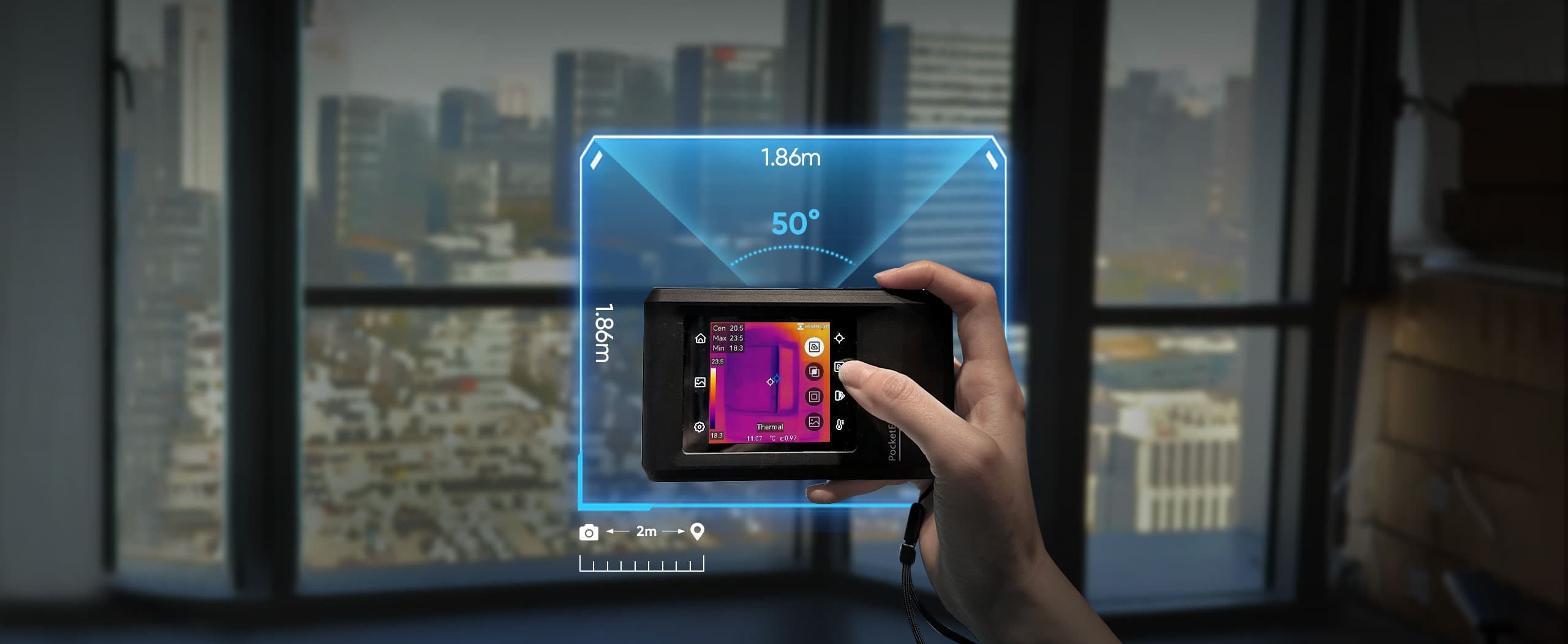 Hikmicro PocketE Vidvinkel 50 grader