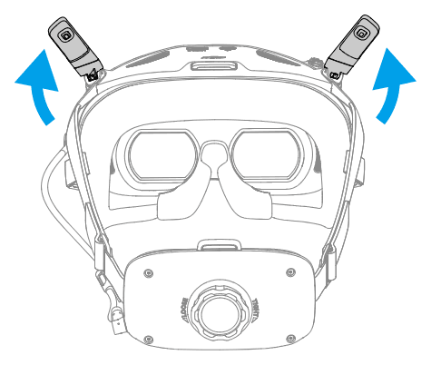 Antennerna på DJI Goggles N3 fälls ut.